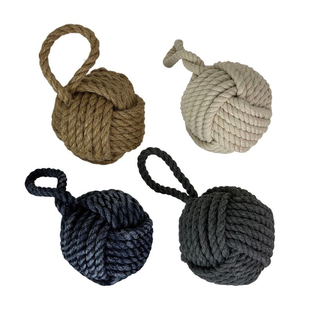 Set of 4 Nautical Rope Monkey Fist Decorative Balls 4 in Coastal Orbs